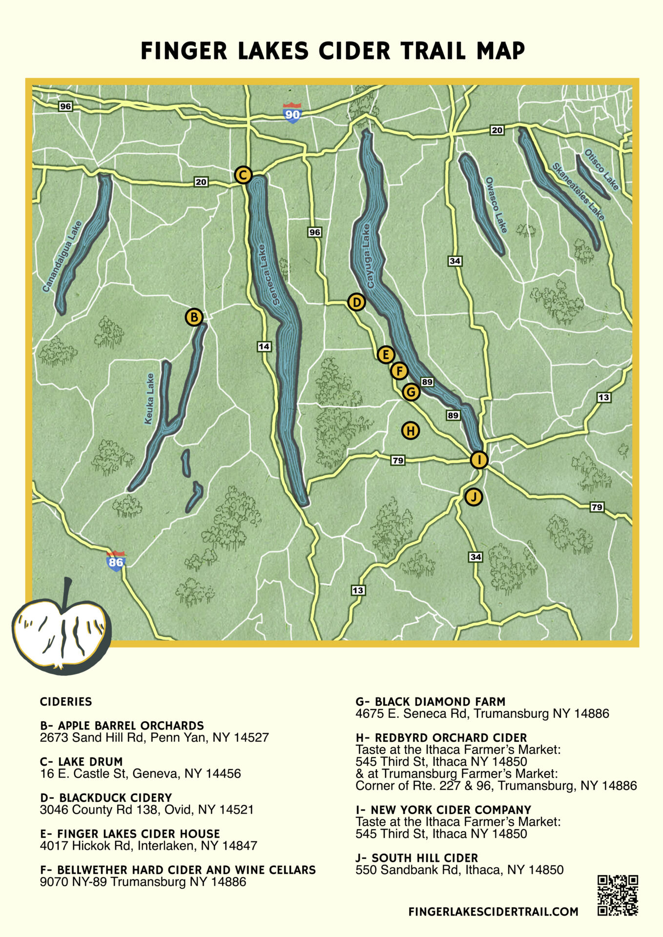 Finger Lakes Cider Trail Map